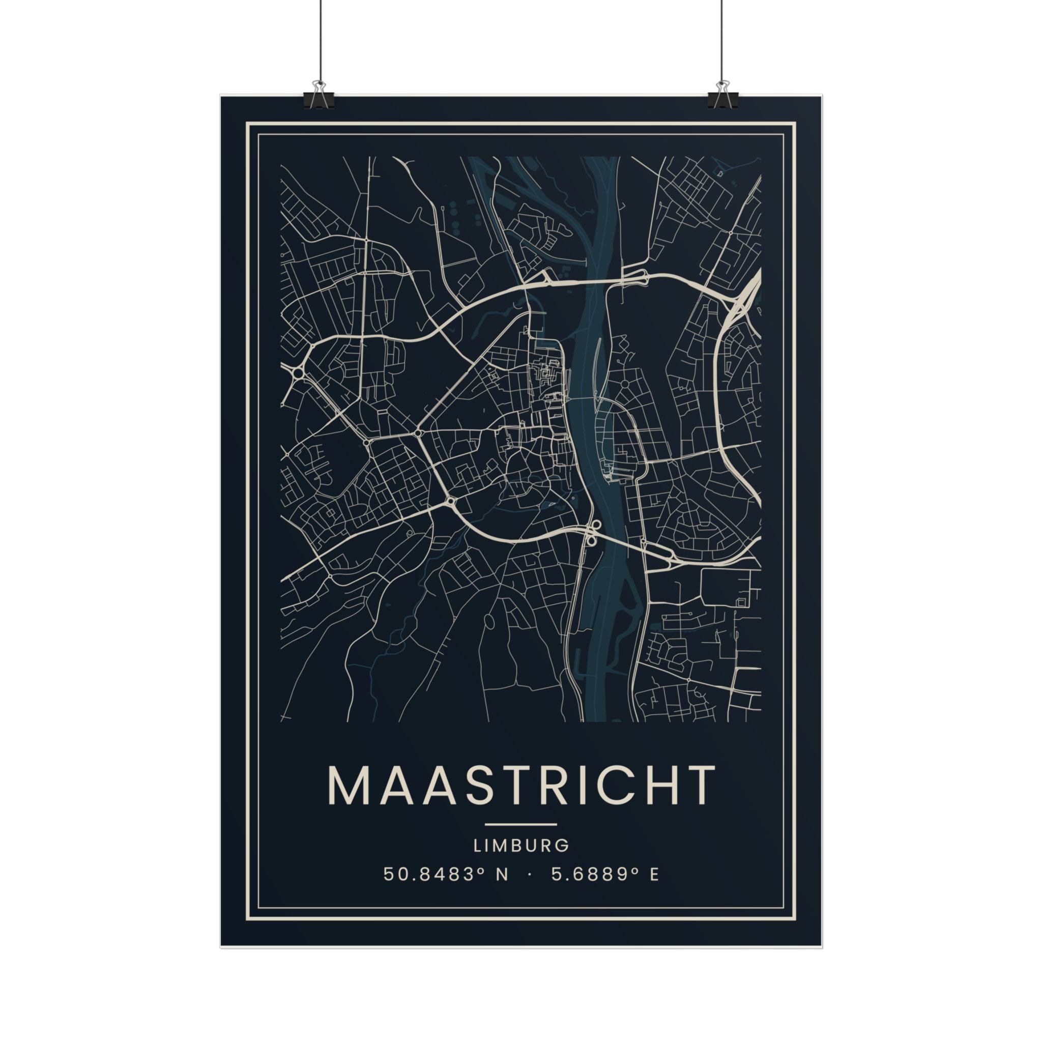 Maastricht Stadskaart Poster - Donker