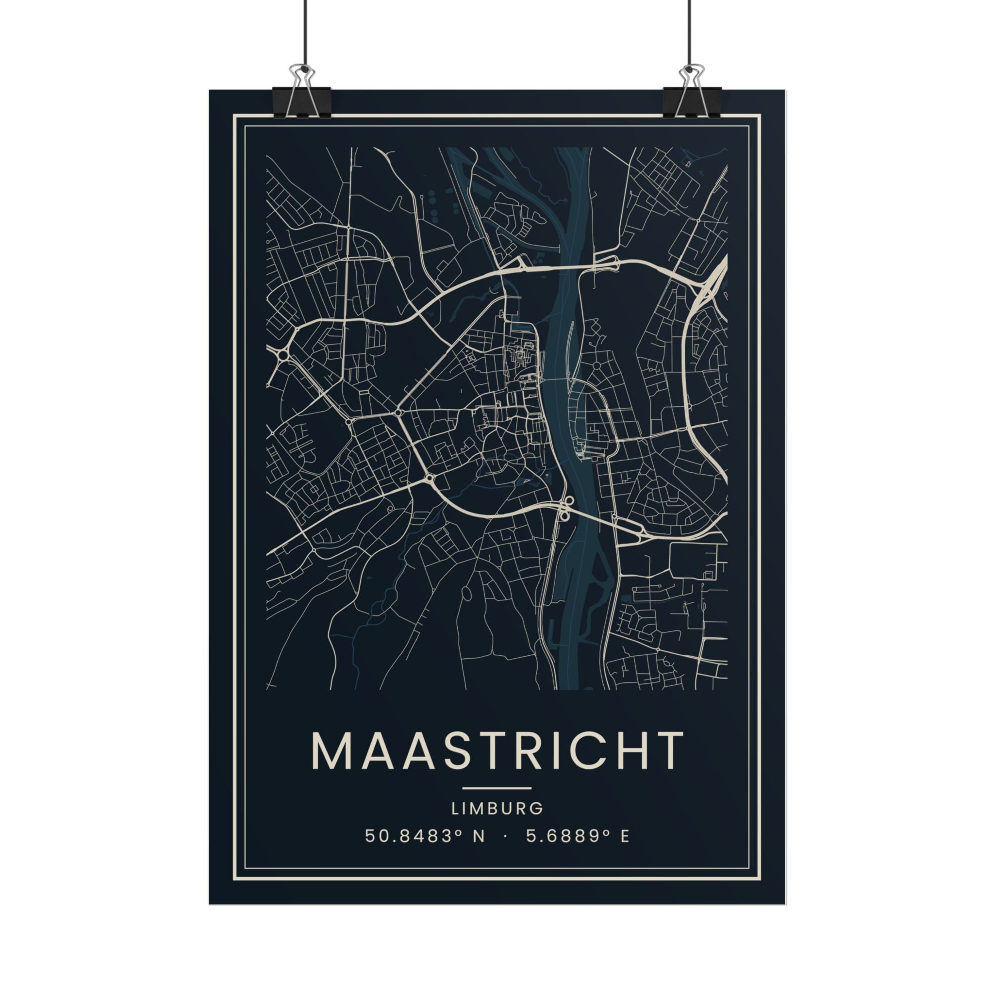 Maastricht Stadskaart Poster - Donker